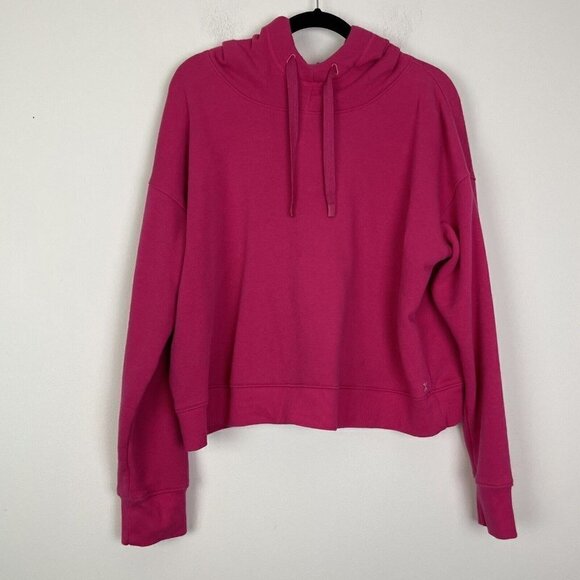 Xersion Pink Pullover Cropped Hoodie Woman’s Size XXL Fleece Lined - Picture 1 of 6